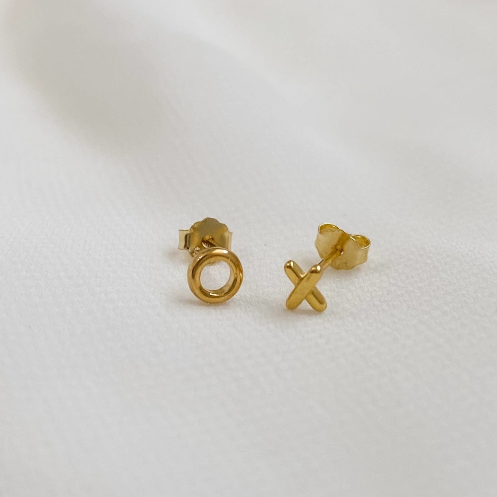S925 Gold XO Tiny Dainty Stud Earrings